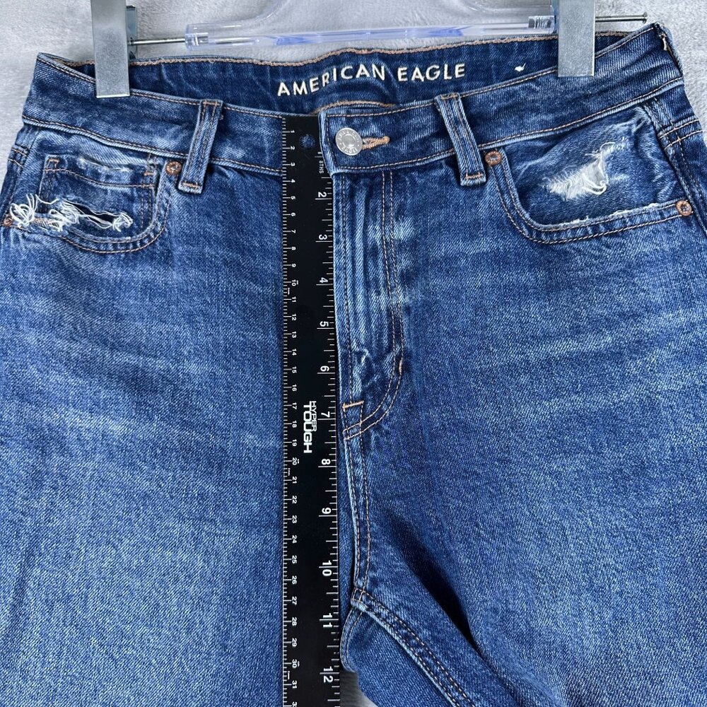 American Eagle Strigid Mom Jeans Womens 4 Regular Distressed Medium Wash Blue - Picture 8 of 12